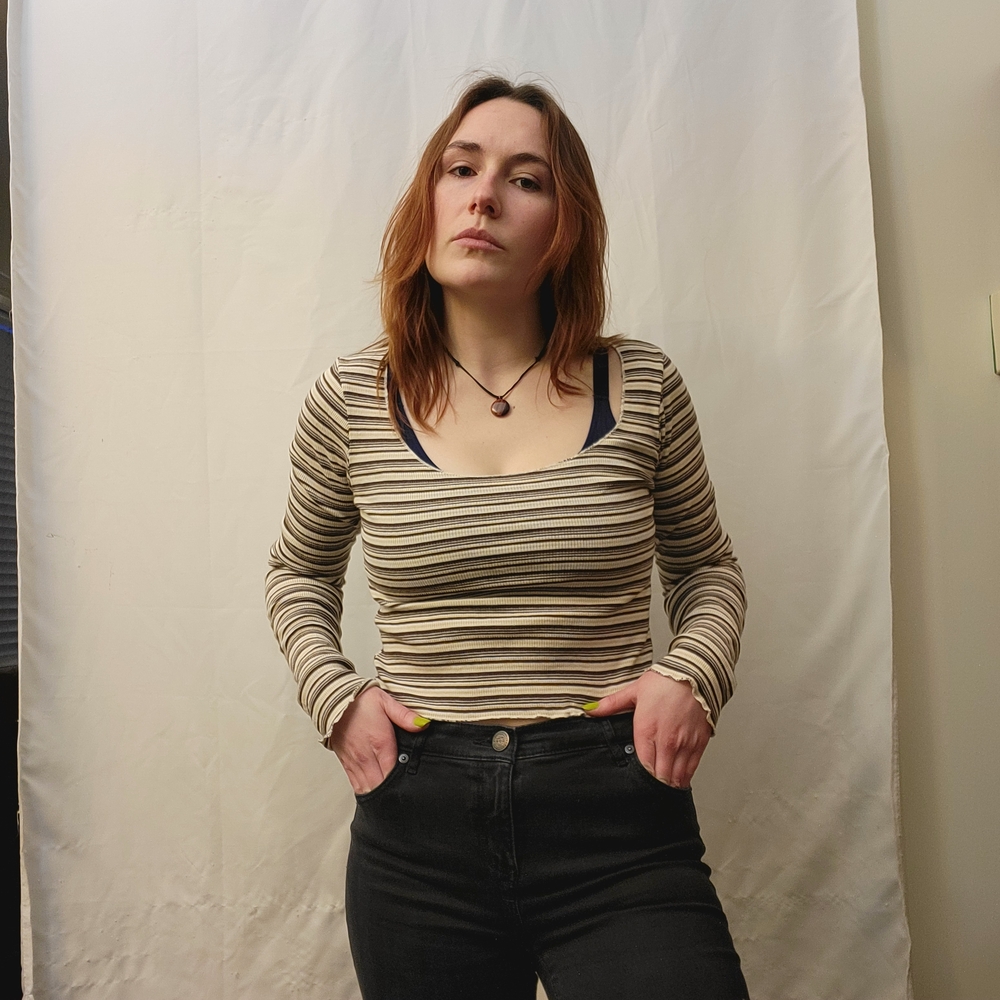 Striped Long Sleeve Women's Top - Picture 3 of 4